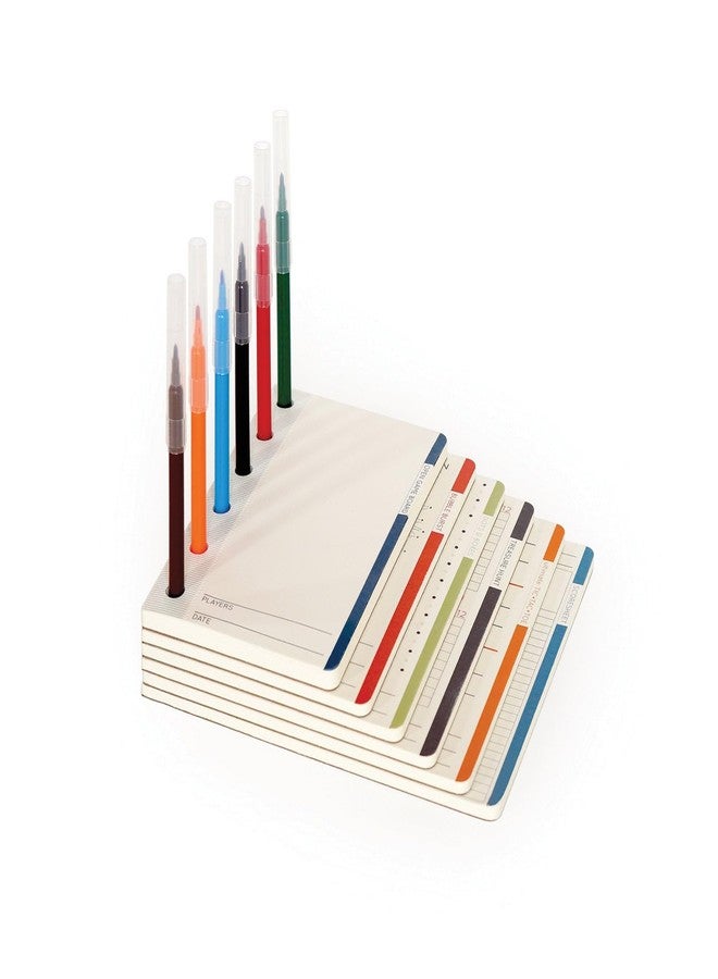 Three by Three Seattle jOTBLOCK Stacked Pads Games Set: Endless Fun with 6 Unique Games, 6 Individual Perforated Game Pads with 6 Markers & 6 Built-in Marker Holders - Image 1
